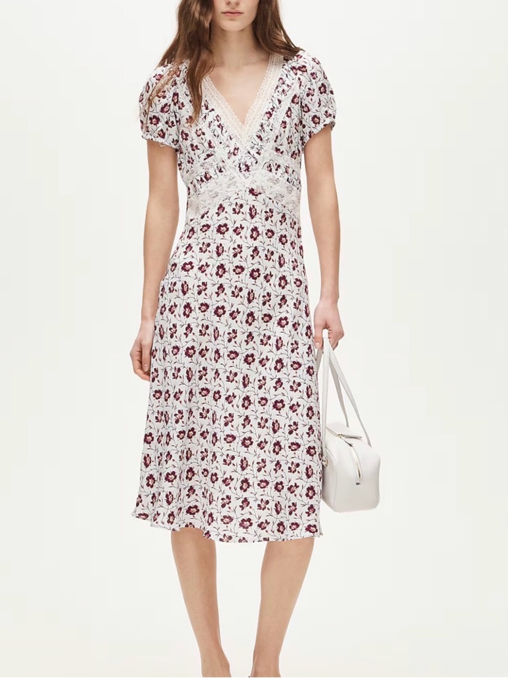 J CREW SIZE 4 Lace dress in floral-print viscose twill CS846 $228